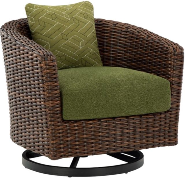 Signature Design by Ashley® Horizon Hall Brown/Green Aluminum/Fabric/Resin Outdoor Swivel Lounge Chair-0