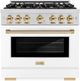 ZLINE Select Autograph Edition 36" Stainless Steel Pro Style Dual Fuel Range with White Matte Door and Polished Gold Accents-0