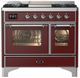 Ilve® Majestic III 40" Burgundy Pro Style Dual Fuel Liquid Propane Range with Triple Glass Door and Chrome Trim-0