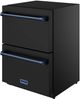 Thor Kitchen Gordon Ramsay Collection 24” 5.4 Cu. Ft. Anti-Fingerprint Black Built-In or Freestanding Under the Counter Refrigerator Drawer with Blue Handle-3