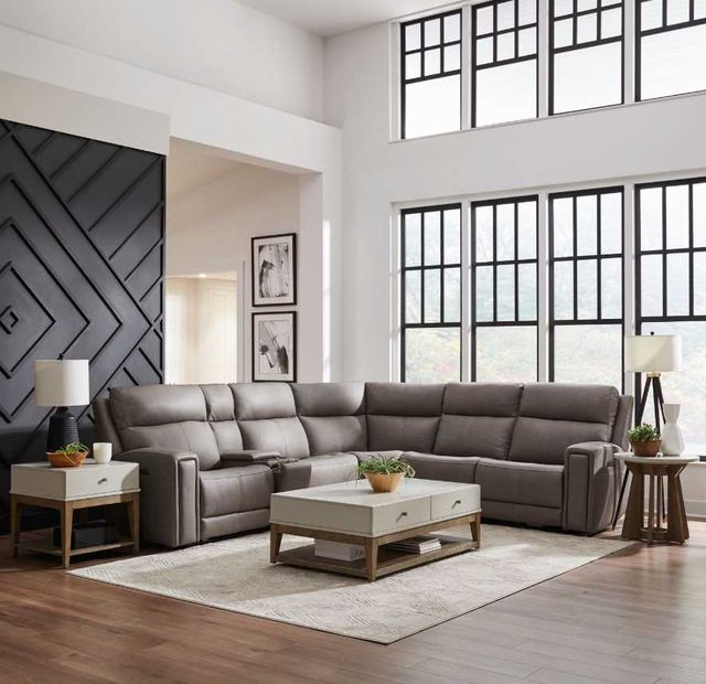 Liberty Furniture Camden 6-Piece Aline Light Gray Leather Power Reclining Curved Sectional-2