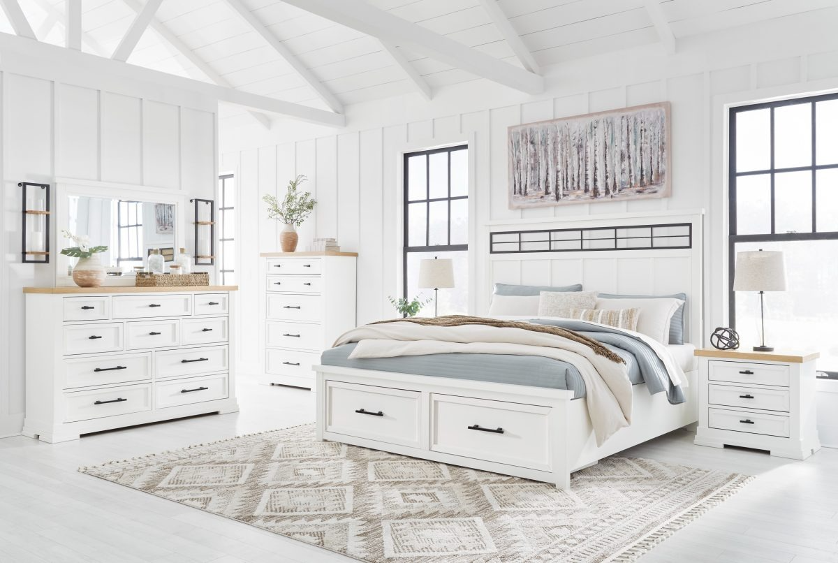 Benchcraft® Ashbryn White Queen Storage Panel Bed | Big