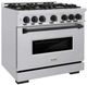 ZLINE Classic Autograph Edition 36" Satin Stainless Steel Pro Style Gas Range with Matte Black Accents-2