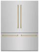 ZLINE Autograph Edition 60" 32.2 Cu. Ft. Stainless Steel Built-In French Door Refrigerator with Graphite Gray Interior and Champagne Bronze Accents-0