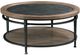 Hammary® Austin Antiqued Dark Bronze Top Round Coffee Table with Medium Brown Base-0