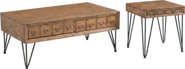 Elements International Boone 2-Piece Light Walnut Occasional Table Set-0