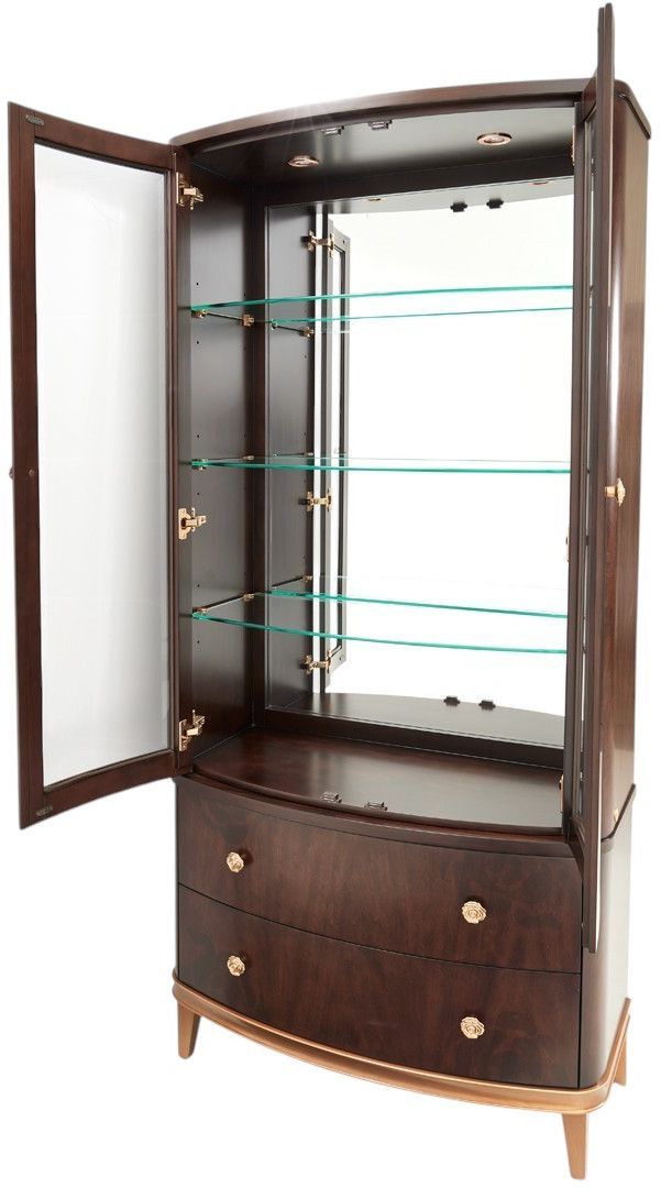 Michael Amini® Camellia Field Pecan-V166 2-Piece Warm Pecan Display Cabinet Set-2