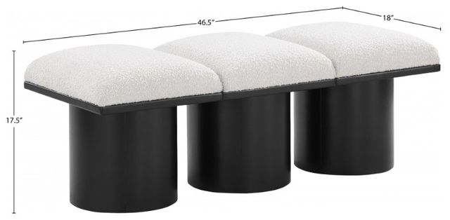 Meridian Furniture Pavilion 3-Piece Cream/Black 47" Modular Bench Set-4