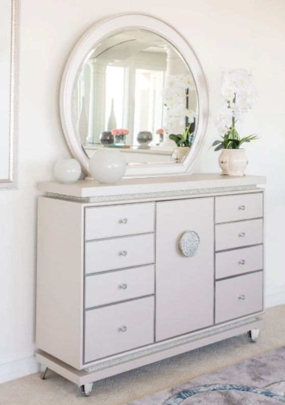 Michael Amini® Glimmering Heights Ivory Dresser with Mirror-1