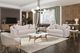 Bernards Tapestry Beige Console Table with White Marble Top-1