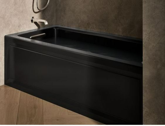 KOHLER® Archer® Black 60" x 30" Alcove Whirlpool Bath with Bask® Heated Surface - Left Drain-2