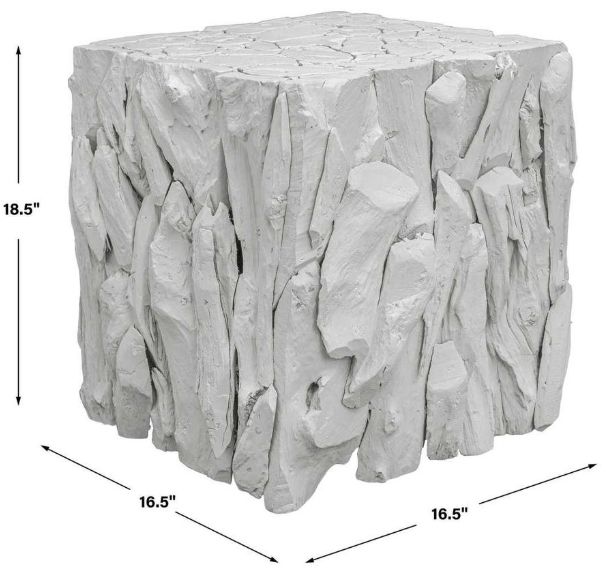 Uttermost® Teak Root White Bunching Cube Ottoman-2