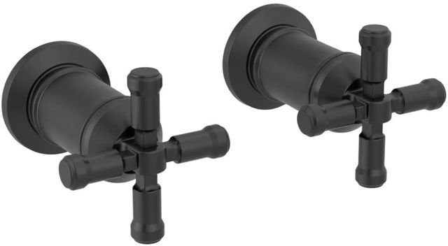 Delta Broderick® Matte Black Wall Mount Bathroom Faucet Cross Handle Kit-0