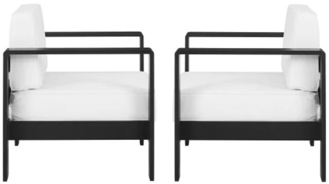 Linon Key Largo 2-Piece Black/White Aluminum/Fabric Upholstered Outdoor Conversation Set-4
