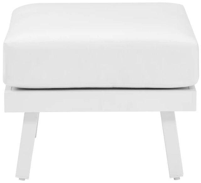 Linon Alora White Aluminum/Fabric Outdoor Ottoman-2