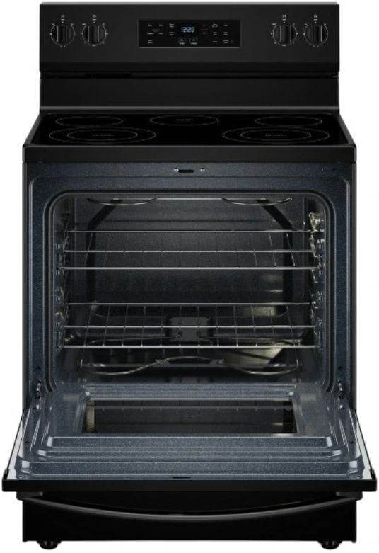 Whirlpool® 30" Black Freestanding Electric Range with No Preheat Mode and Steam Clean-1