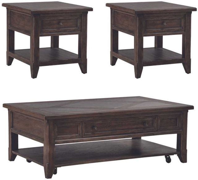 Liberty Furniture Paradise Valley 3-Piece Saddle Brown Occasional Table Set-0