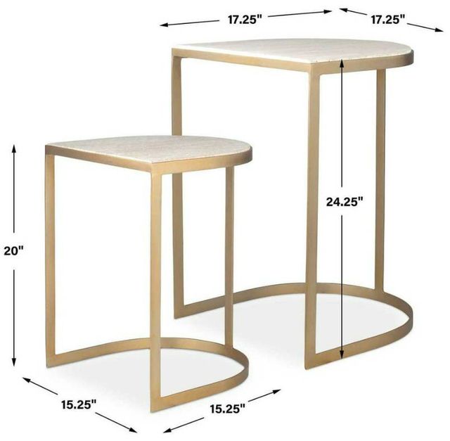 Uttermost® Lindon 2-Piece Travertine Nesting Table Set with Gold Frame-2
