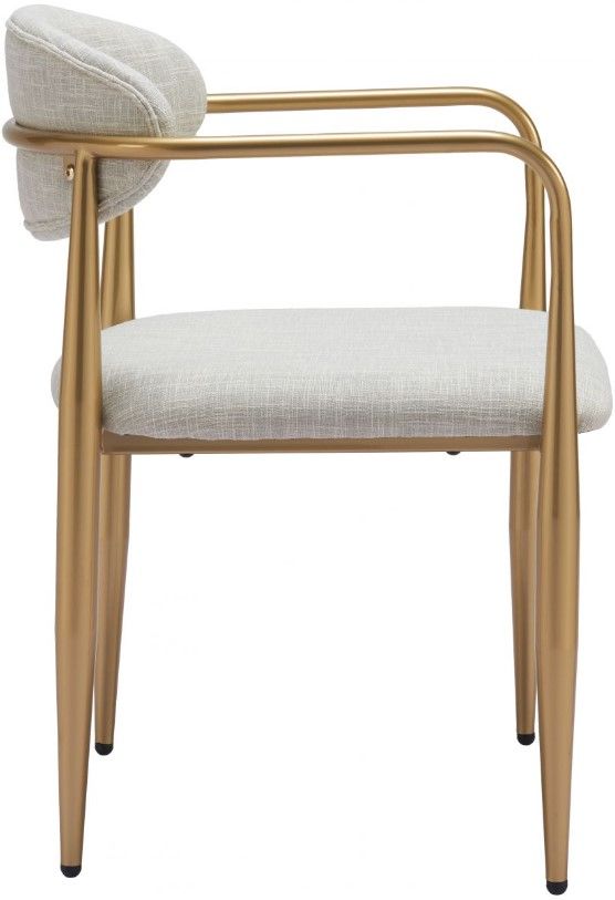 Zuo® Modern Zens 2-Piece Gold/Quill Gray Dining Arm Chair Set-1