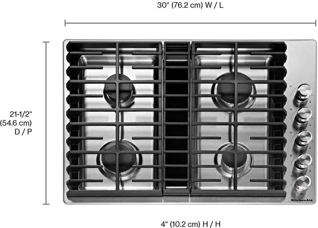 KitchenAid® 30" Stainless Steel Gas Downdraft Cooktop-2