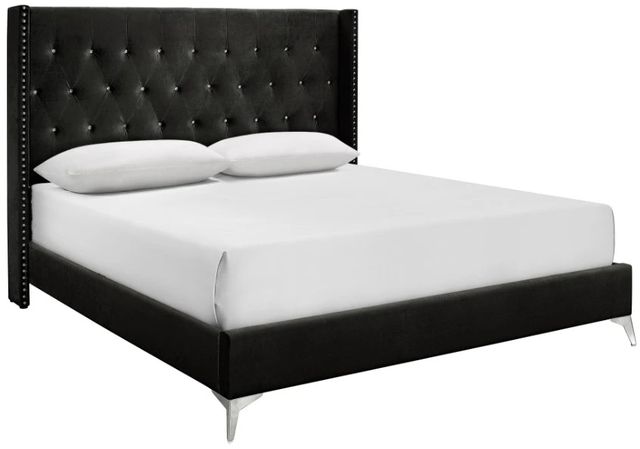 New Classic® Home Furnishings Huxley Black California King Upholstered Panel Bed-0