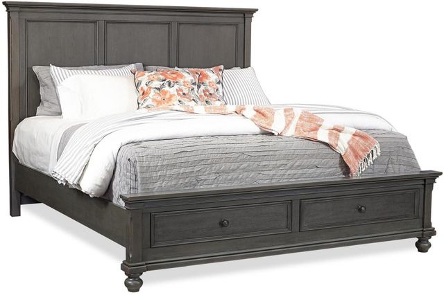 aspenhome® Oxford Peppercorn King Panel Storage Bed-0