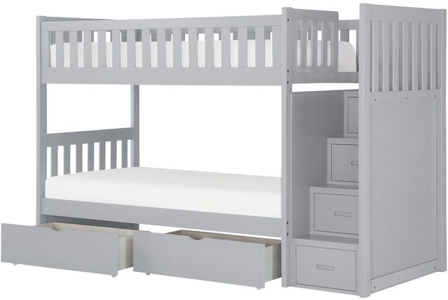 Homelegance® Orion Gray Twin over Twin Youth Step Bunk Storage Bed-2