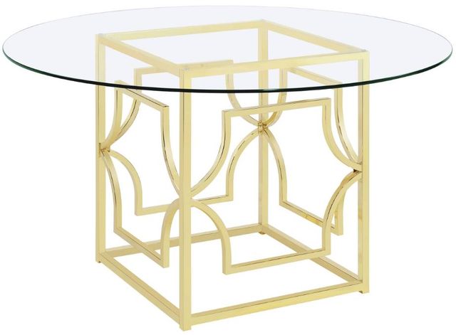Coaster® Starlight Clear/Brass Round Dining Table-0