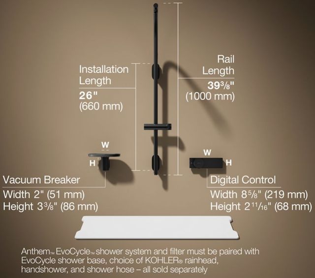 KOHLER® Anthem™ EvoCycle™ Matte Black Hybrid Smart Shower System for Rainhead and Handshower-2
