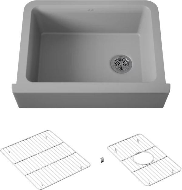 KOHLER® Cairn® Matte Gray 30" Undermount Single-Bowl Farmhouse Kitchen Sink-0