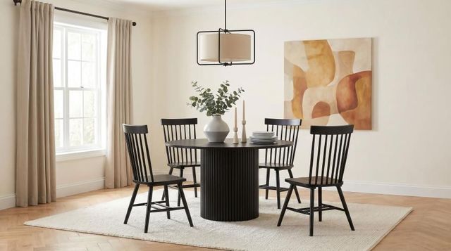 Coaster® Hamlyn 5-Piece Black Round Wood Dining Table Set-1