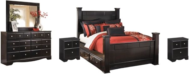 Signature Design by Ashley® Shay 5-Piece Almost Black King Poster Storage Bed Set-0