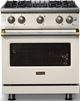Viking® 5 Series 30" Pure White Pro Style Gas (NG) Range with Brushed Brass Trim-4