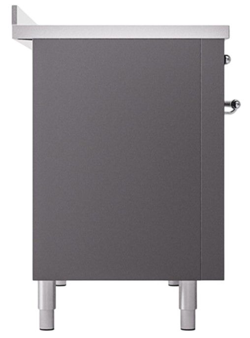 Ilve® Nostalgie II Noblesse Noblesse 48'' Graphite Matte Pro Style Induction Range with Chrome Trim-2
