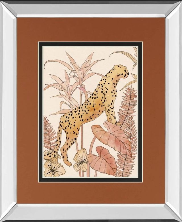 Classy Art Blush Cheetah II by Annie Warren Mirror Framed Wall Art-0