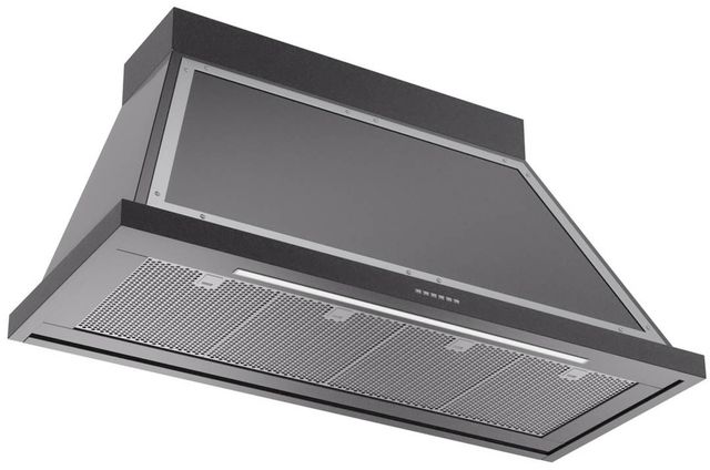 Ilve® Nostalgie II Noblesse 48" Glossy Black Wall Mounted Range Hood with Chrome Trim-1