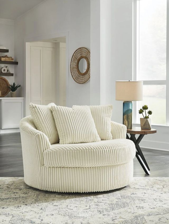 Signature Design by Ashley® Lindyn Ivory Oversized Swivel Accent Chair-4