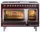 Ilve® Nostalgie II Noblesse 48'' Burgundy Pro Style Dual Fuel Range with Chrome Trim-2