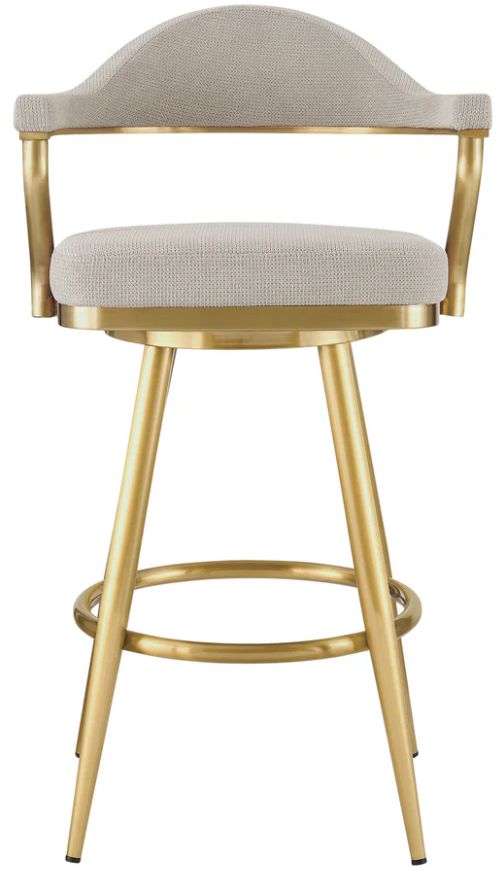 Armen Living Justin Gold/Taupe Swivel Bar Stool-3