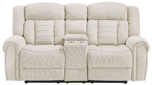 Homelegance® Nutmeg Beige Double Manual Reclining Loveseat with Center Console-2