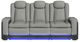 Elements International Lantana Charcoal/Rocky Cement Power Motion Reclining Sofa-1