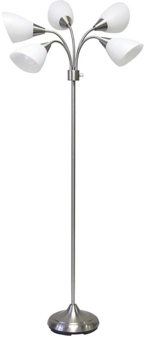 Adesso® Brushed Steel 5-Light Floor Lamp-0