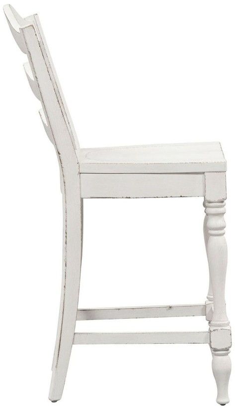 Liberty Furniture Magnolia Manor Antique White Ladder Back Counter Chair-3