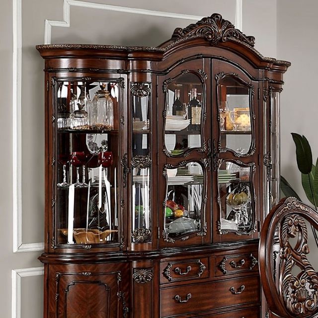 Furniture of America® Normandy Brown Cherry Hutch and Buffet Set-1
