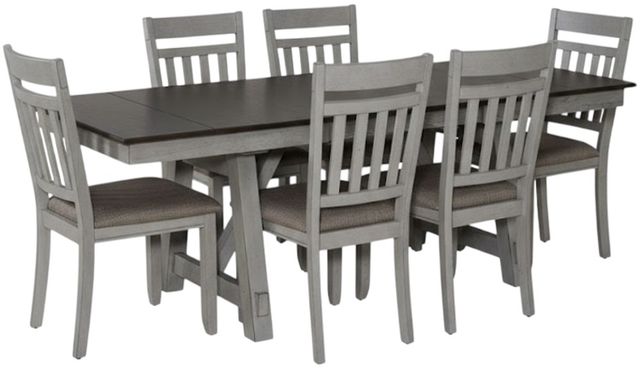 Liberty Furniture Newport 7-Piece Carbon Gray/Smokey Gray Trestle Dining Set-0