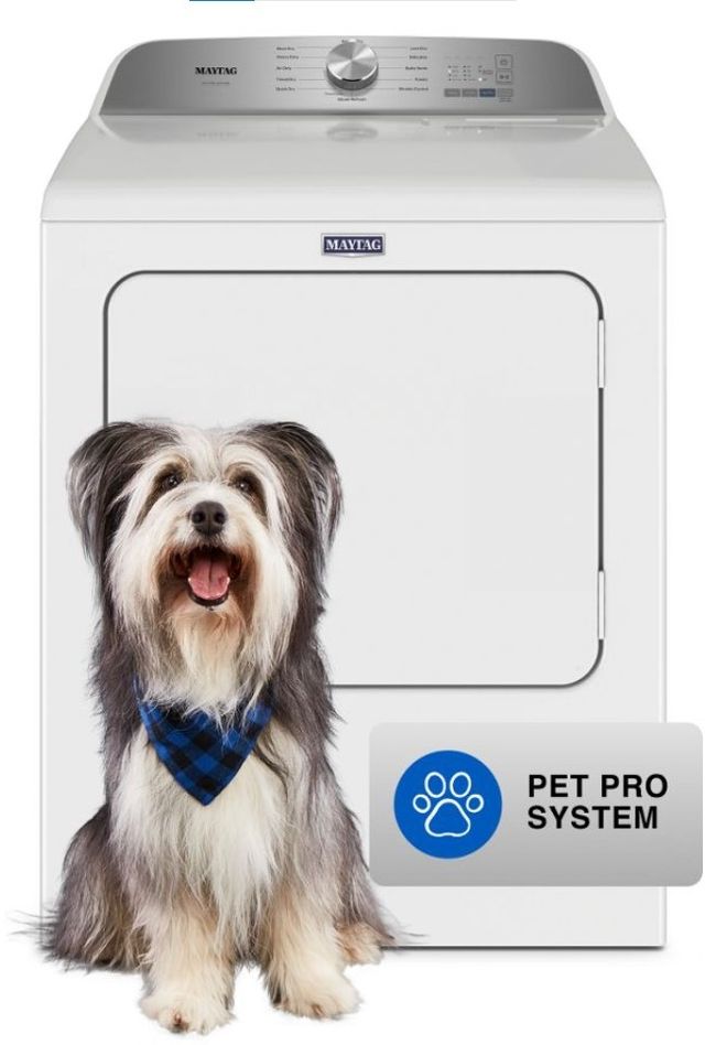 Maytag® 7.0 Cu. Ft. White Pet Pro Front Load Electric Dryer -2
