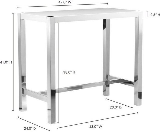 Moe's Home Collection Riva White Bar Table with Stainless Steel Base-3
