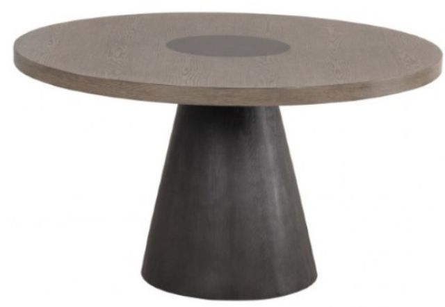 Furniture of America® Broager Rustic Oak Round Dining Table with Dark Walnut Base-0