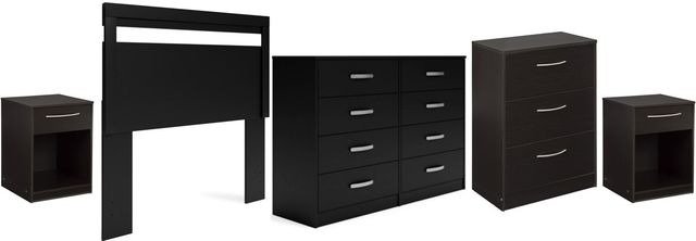 Signature Design by Ashley® Finch 5-Piece Black Full Panel Headboard Bedroom Set-0