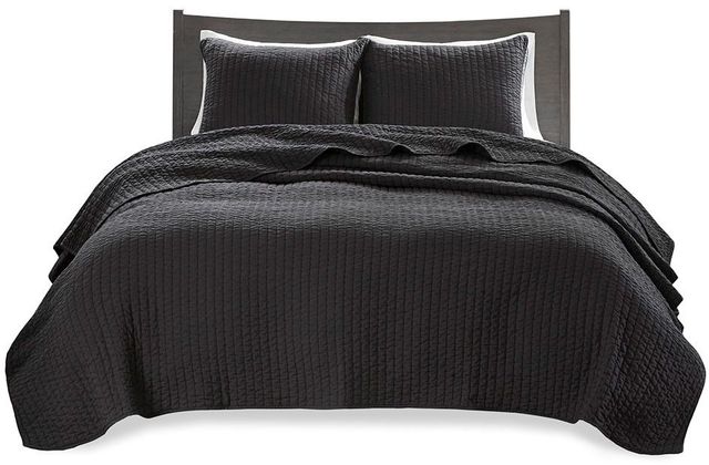 Olliix by Madison Park Black Twin/Twin XL Keaton Reversible Coverlet Set-0